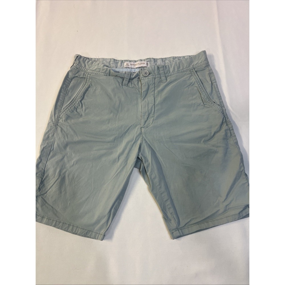 Denim & Flower Ricky Singh Chino Shorts Teen 29 Mint Blue Flat Front Cotton